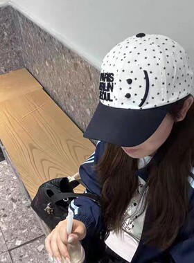 韩国小众新款 星星笑脸字母刺绣棒球帽遮阳帽鸭舌帽