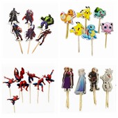 甜品台杯子蛋糕装 饰宝宝生日布置蜘蛛侠队长卡通造型纸杯插卡24支