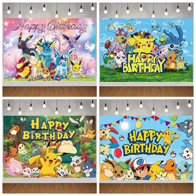 皮卡丘精灵宝可梦主题生日画布