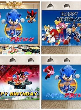 Sonic刺猬索尼克主题Tails生日名字海报定制男孩周岁布置背景画布