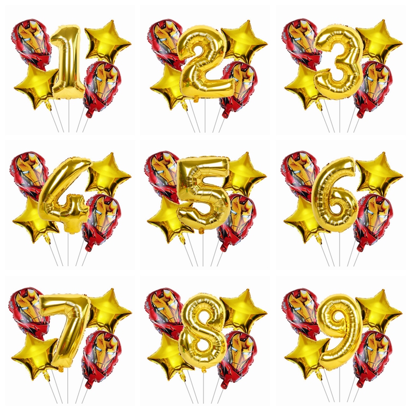 钢铁侠五角星32寸数字铝膜铝箔气球组合套装男孩儿童生日装饰用品