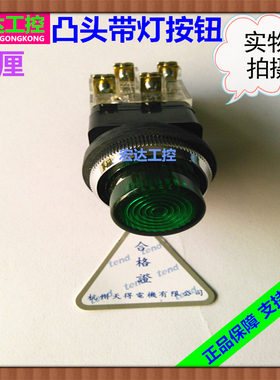正品TEND杭州天得30厘带灯凸头按钮TIBN-302绿色凸头开关AC220V
