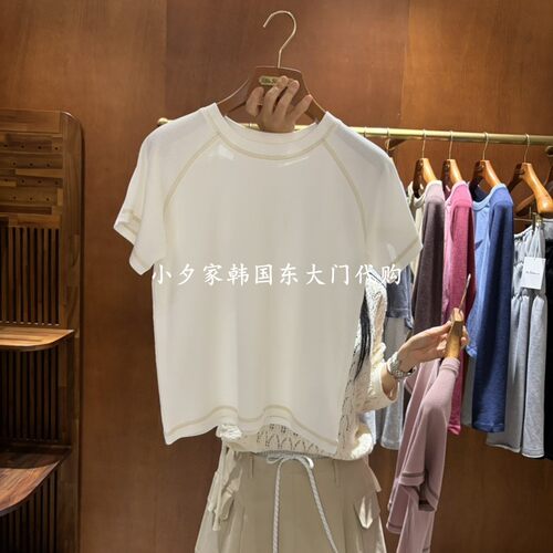 一件包邮 小夕韩国东大门代购HEBON 26秋女装新品 纯色短袖T恤