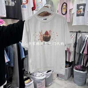 一件包邮 小夕韩国东大门代购 EVE26夏季新品女装白色卡通短袖T恤