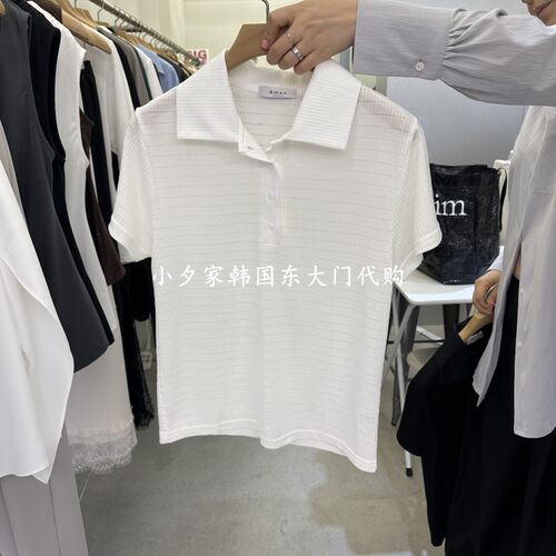 一件包邮 小夕韩国东大门代购AMON 26夏女装新品Polo领短袖 T恤