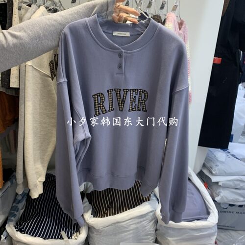 一件包邮 小夕韩国东大门代购RIVEROOM 26秋冬女装新时尚加绒卫衣