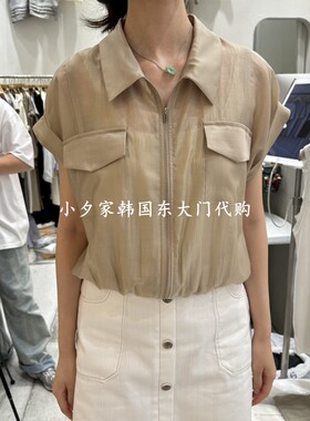 一件包邮 小夕韩国东大门代购G.I-L 26夏款女装翻领拉链口袋 马甲