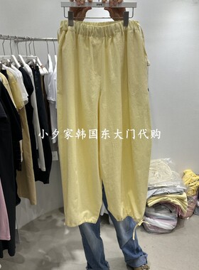一件包邮 小夕韩国东大门代购INNI 26夏款女装纯色松紧休闲束脚裤