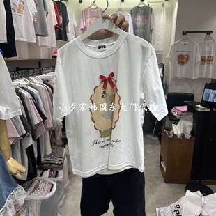 一件包邮 小夕韩国东大门代购EVE 26夏季新品女装圆领纯色短袖T恤
