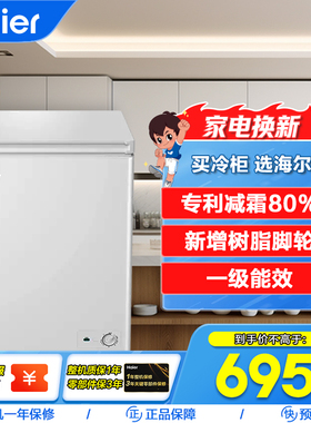 海尔100L家用小型冰柜冷冻冷藏两用小冷柜雪糕单温减霜冰箱官方