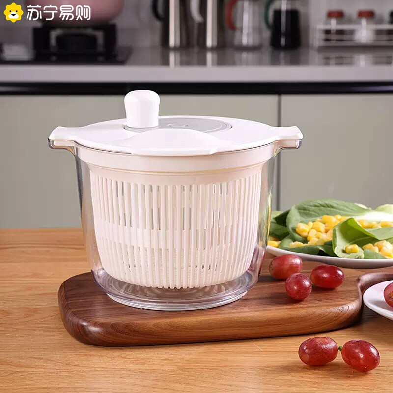 苏宁厨房沙拉蔬菜脱水器手摇脱水机洗菜沥水篮洗菜盆洗菜器2872Z