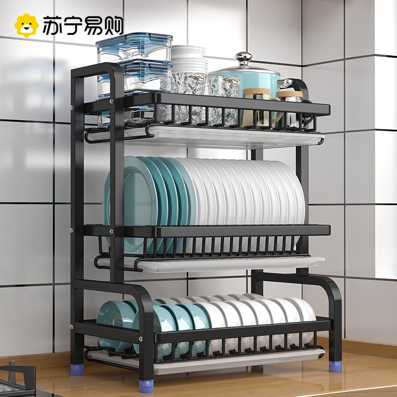 碗碟收纳层架厨房置物架放碗筷碗盘双层碗架家用多功能沥水架子24