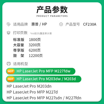 适用惠普m227fdw硒鼓m203dw/dn/d粉盒m227d/sdn/fdn激光打印机墨