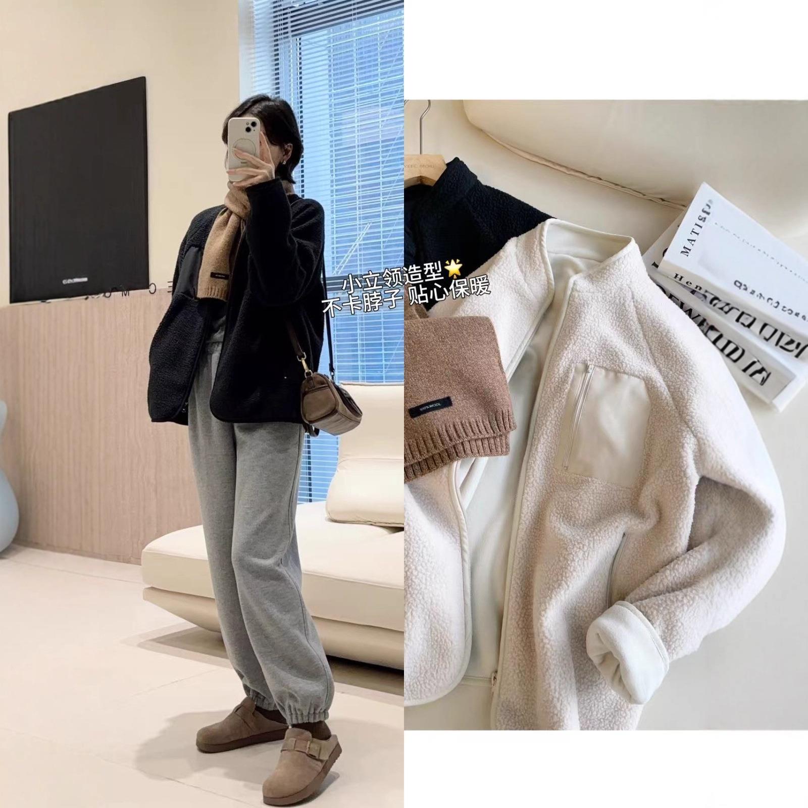 暖暖小羔羊!肌理感保暖轻户外上衣摇粒绒立领外套宽松25秋G102514