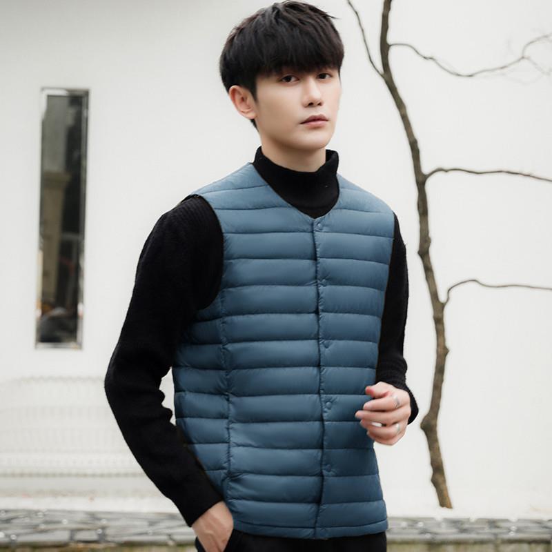 轻薄款羽绒服男马甲短款2025年新款90白鸭绒冬季内胆马夹宽松外套