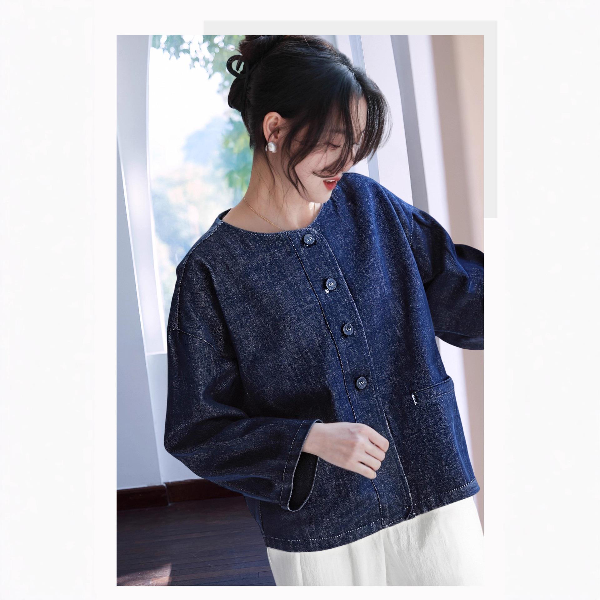 上身即出圈~又不落俗套！亚麻棉正反两穿宽松休闲牛仔外套G100419