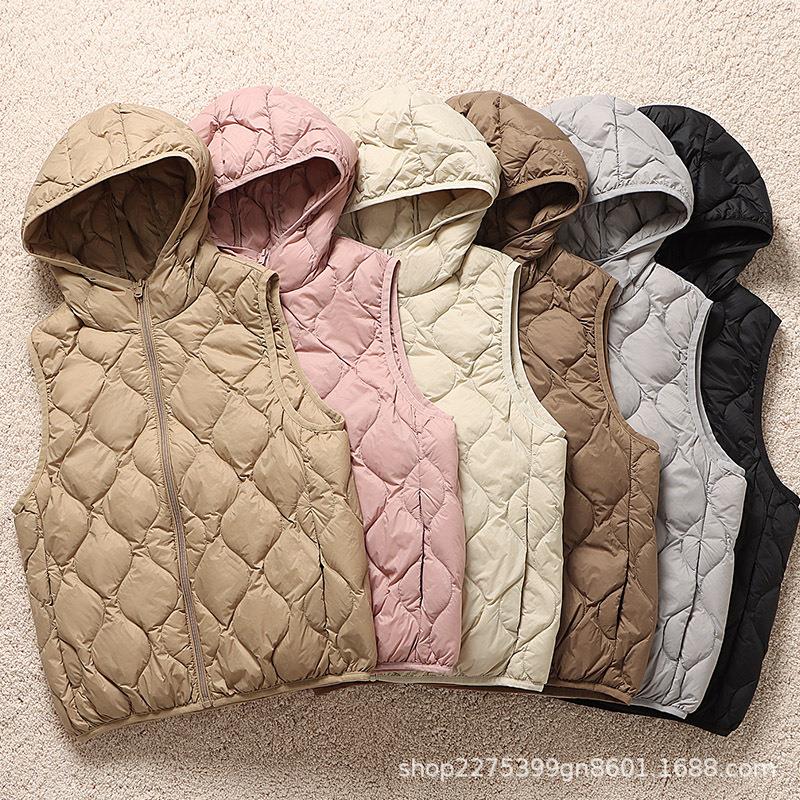 轻薄羽绒马甲女连帽款2025秋冬新款白鸭绒配大衣打底内穿内胆