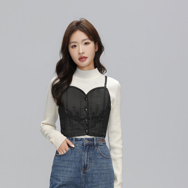 羽绒服交叉美背抹胸内衣女冬季内搭打底羽绒小吊带背心防走光裹胸