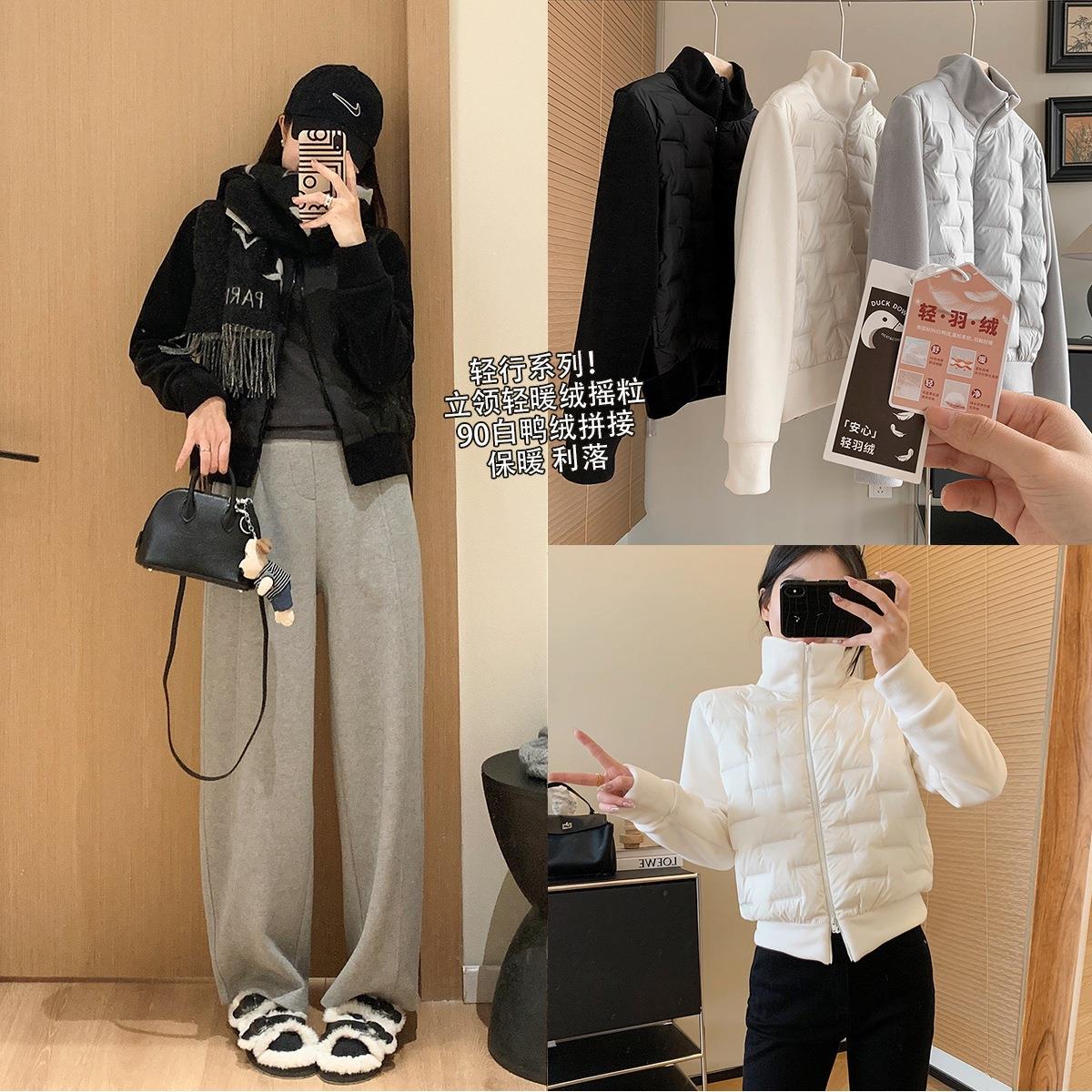 轻行系列！24冬季保暖轻薄新标90白鸭绒摇粒绒拼接羽绒服G081914