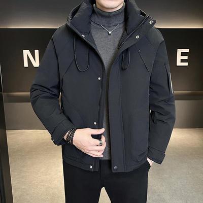 户外冲锋衣羽绒服男款冬季2025新款连帽加厚防寒服美式高端外套男