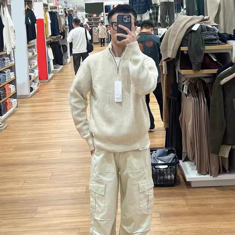 男装女装舒芙蕾半拉链针织衫长袖毛衣2025秋冬新款外套百搭469473