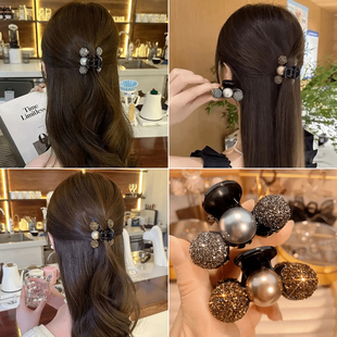 高级感珠子小抓夹女2025新款后脑勺发夹高马尾高端半扎发夹子头饰