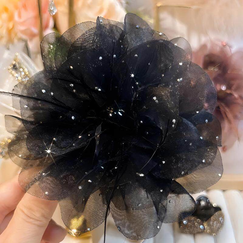2024新款满天繁星牡丹花羽毛抓夹优雅减龄轻奢时尚抓夹气质百搭女