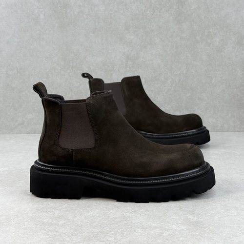 男鞋复古套筒短靴真皮切尔西靴潮