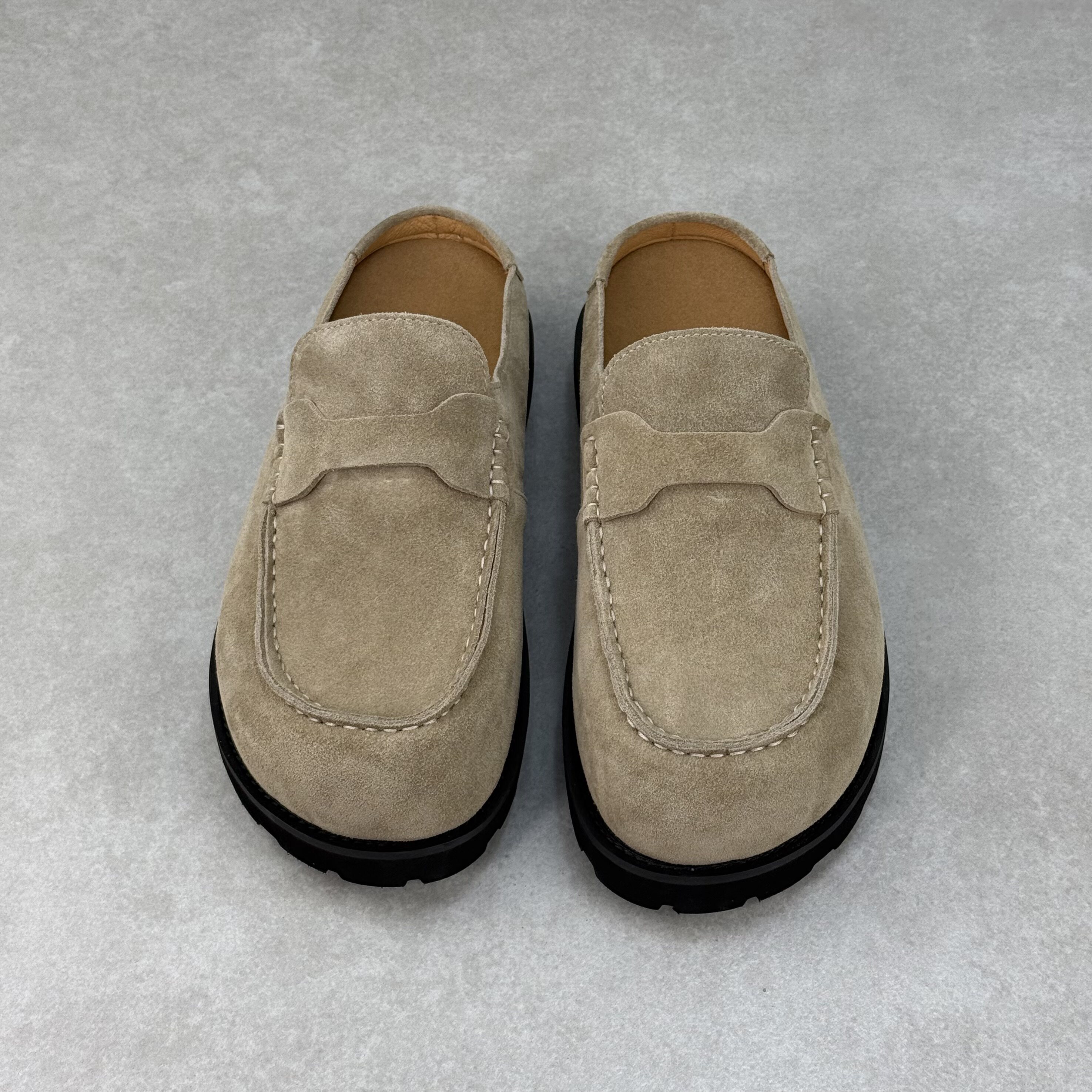 美式复古休闲包头拖鞋小众新款时尚内增高男鞋真皮懒人套脚勃肯鞋