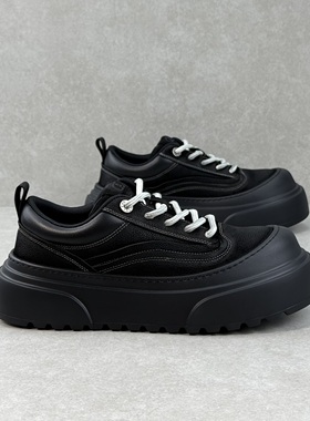 美式男鞋复古系带黑武士老爹鞋厚底工装板鞋真皮新款户外休闲鞋潮