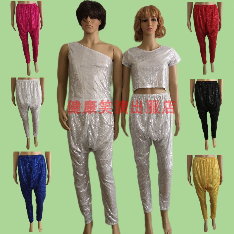 弹力亮片垮裤中性嘻哈时尚表演服
