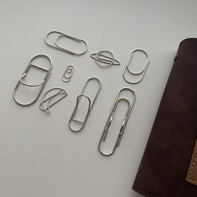 胖回形针宽曲别针书签8个银色