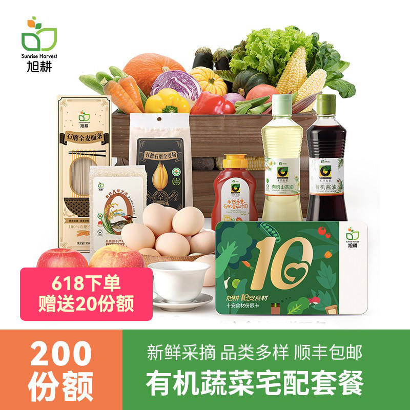 旭耕 有机蔬菜新鲜现摘青菜叶菜200份额家庭宅配套餐礼盒礼品