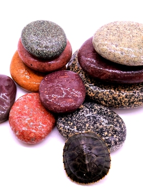 天然乌龟晒台石头爬宠爬台扁鹅卵石龟缸浮岛晒背石鱼缸造景躲避洞