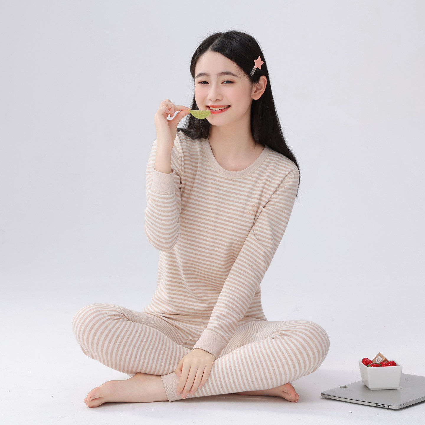 女童圆领秋衣秋裤大童保暖内衣套装纯棉a类12岁女孩打底线衣线裤