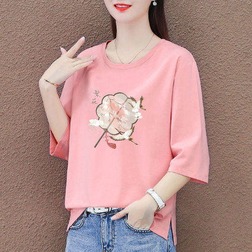 五分袖t恤女夏季新款外穿打底衫