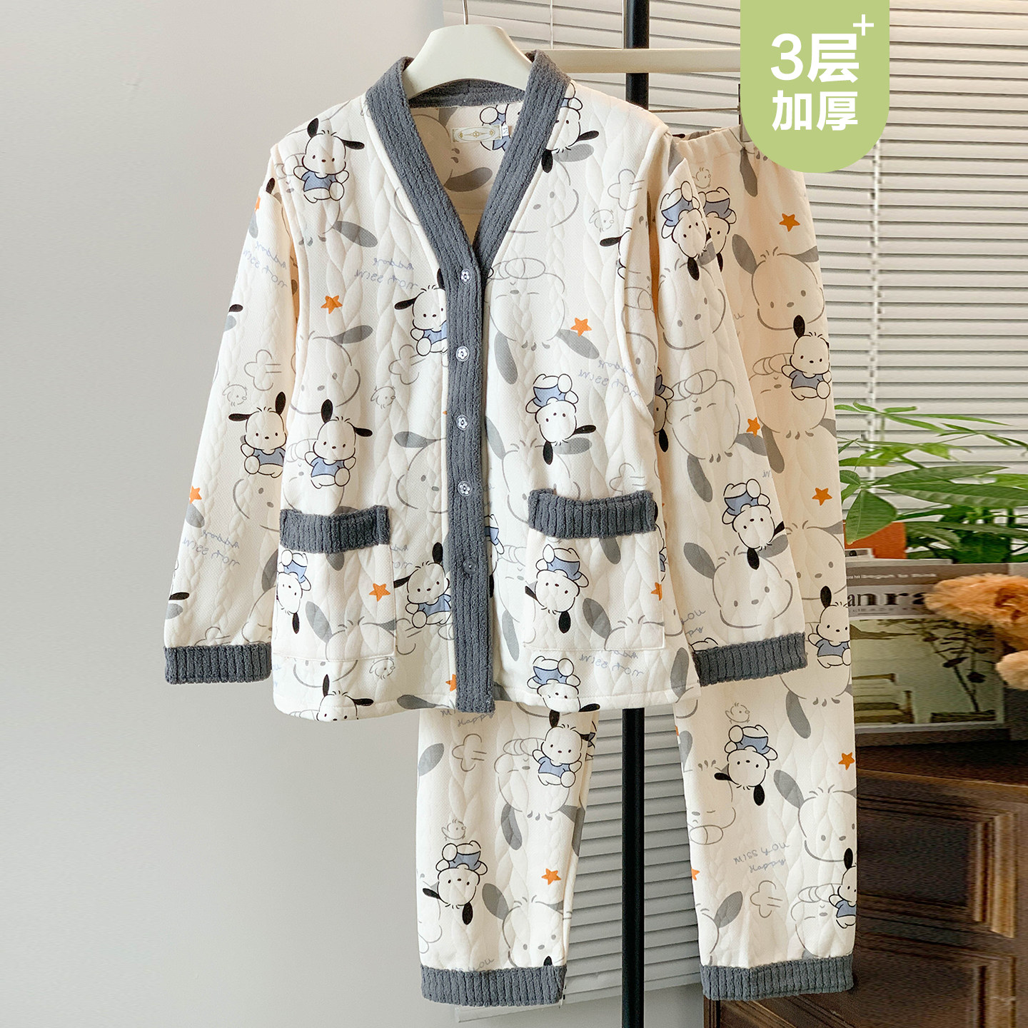 纯棉空气棉秋冬季月子服哺乳睡衣