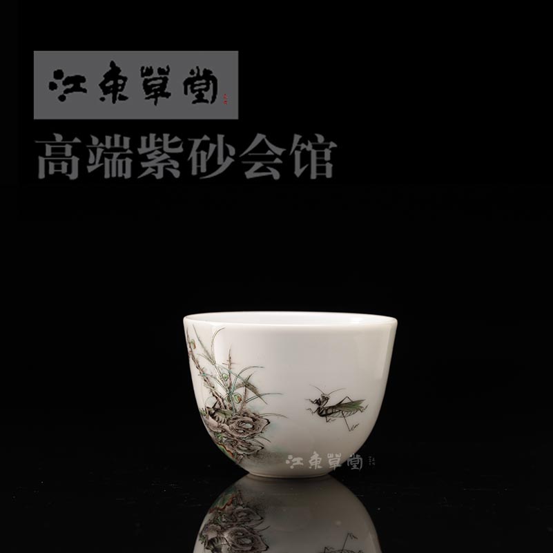 自牧堂瓷器古彩耕织图杯景德镇名窑手绘仿古高档茶具主人杯单杯