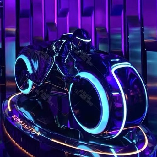 未来机车科技梦幻摩托车大型落地雕塑发光酒吧会所软装设计装饰