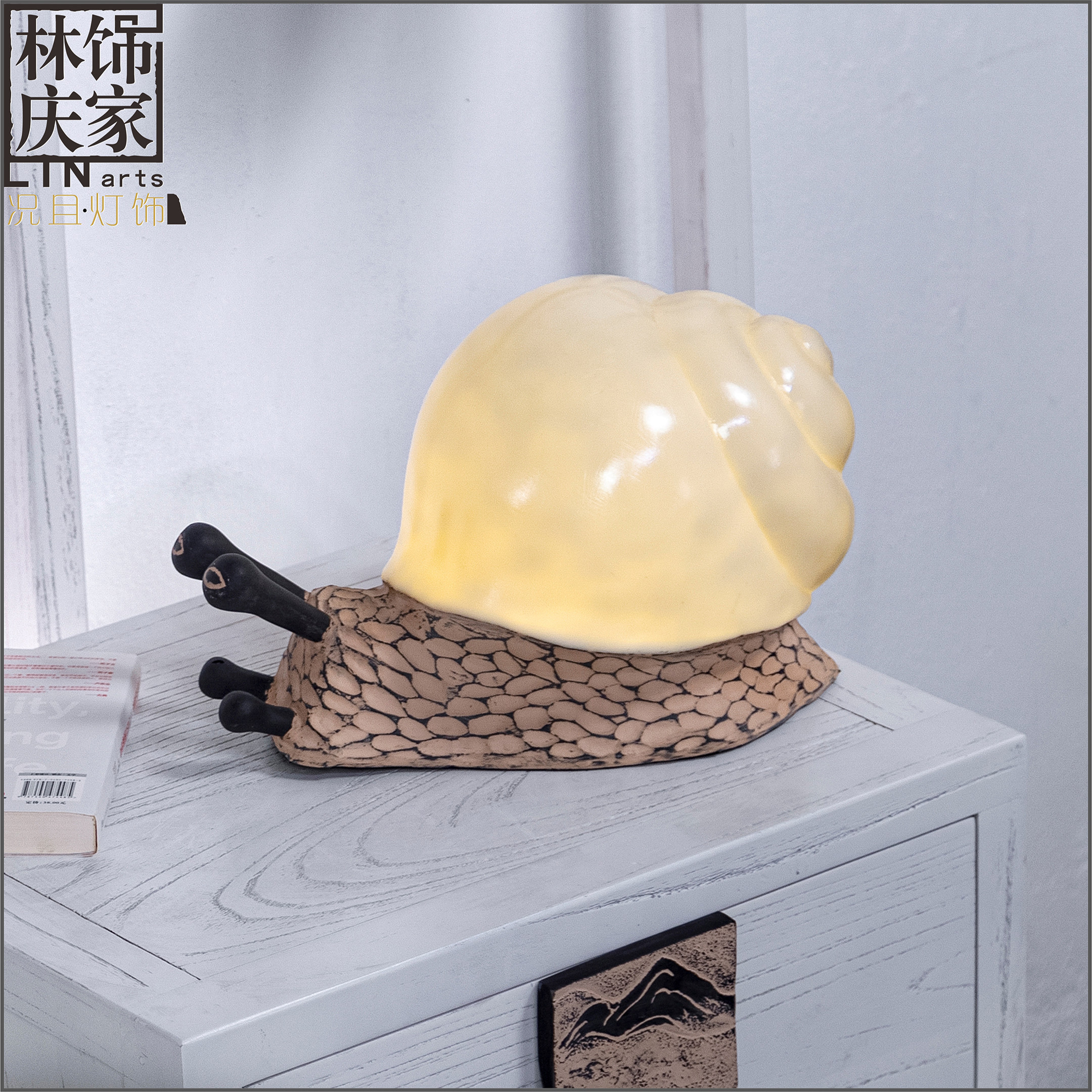 创意背景墙氛围树脂蜗牛壁灯装饰品茶室过道玄关儿童房无线充电灯