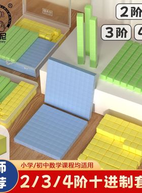 三阶十进制教具千以内数的认识小学生数学二年级认识大数进位模型