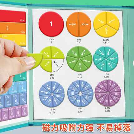 磁性分数学习教具小学数学三五年级盘的初步认识磁吸演示器加减法