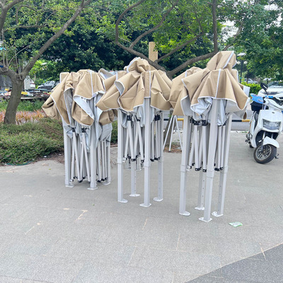 帐篷卡其色四脚户外折叠遮阳棚广告伸缩款夜市摆摊烧烤雨棚集市伞