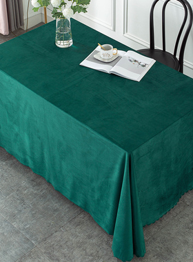 会议桌布办公长方形台布墨绿色绒布桌套荷兰绒定制广告印刷高级感