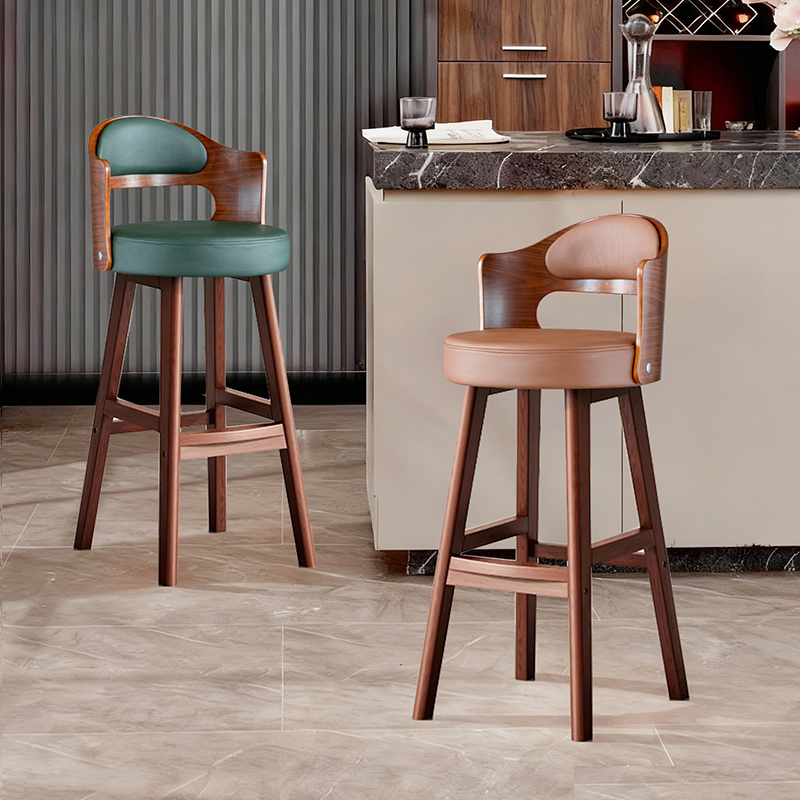 高脚凳家用椅子吧凳实木吧台椅轻奢酒吧桌椅现代简约高凳子吧椅