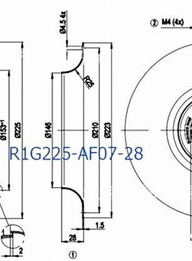 北京方圆供应r1g225-af07-28离心散热风扇，含65149-2-4013导流环