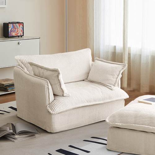 北欧奶油风小户型布艺沙发灯芯绒