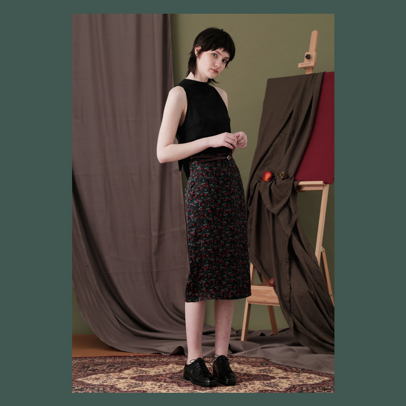 theself精致樱桃经典直身半裙