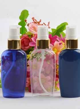 60ml毫升电化铝喷雾瓶透明蓝色扁瓶小喷壶化妆品补水脸部空瓶子