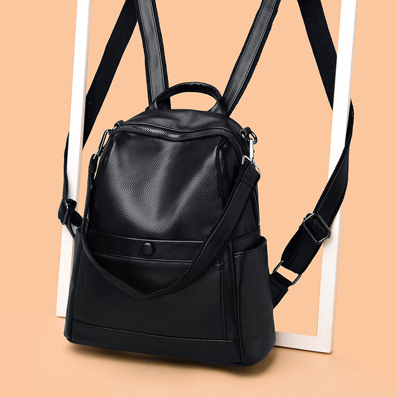 袋鼠正品双肩包女2025新款韩版头层牛皮书包百搭大容量旅游背包潮